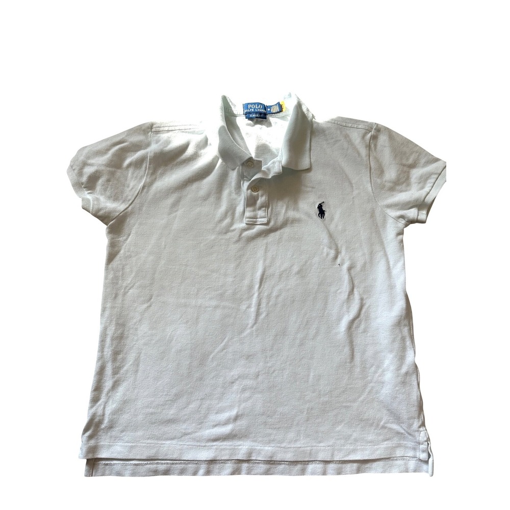 Ralph Lauren Polo Shirt Boys Size MD White Collared Preppy Classic Preowned